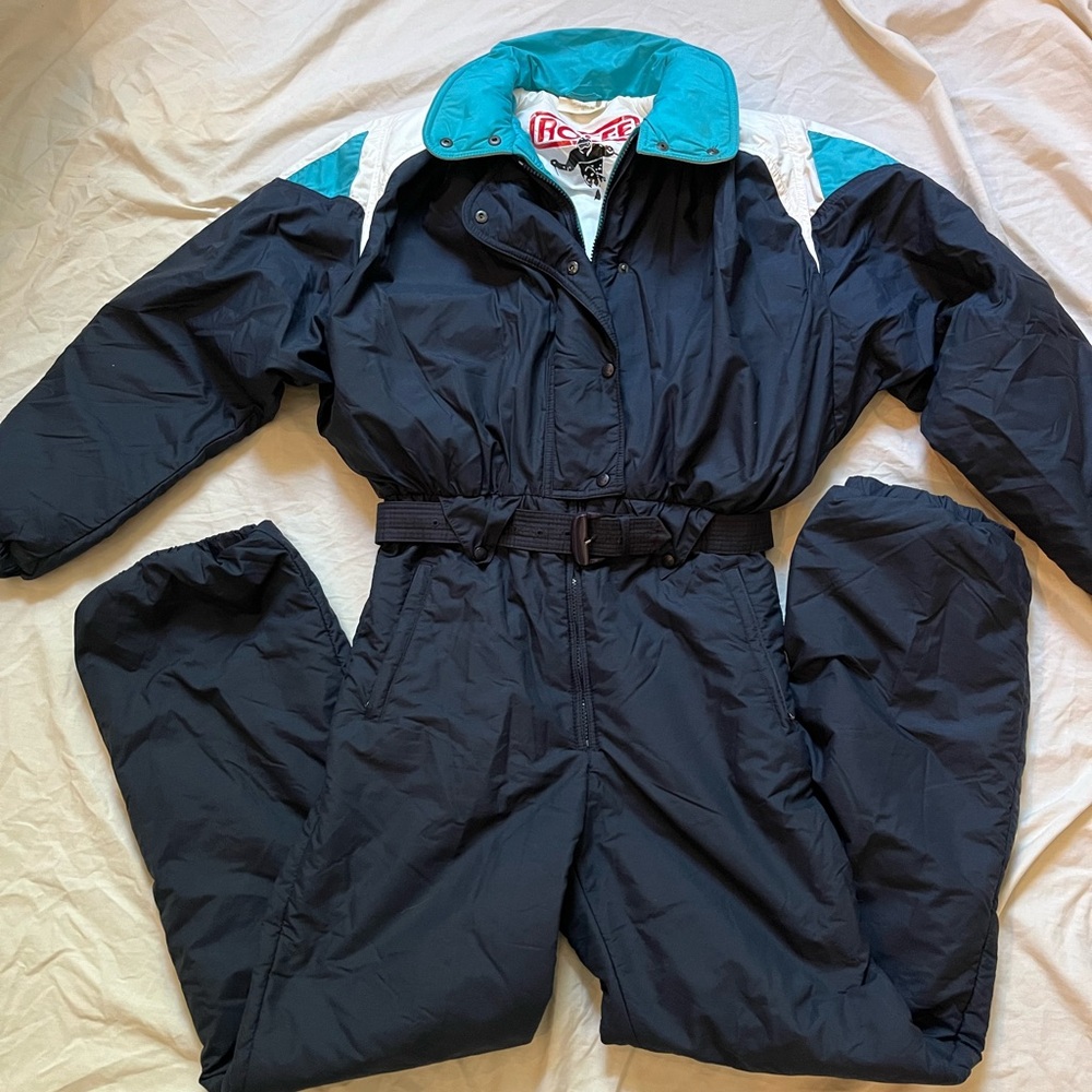 ROFFE One Piece Ski Snowmobile Snowboard Snowsuit Navy SZ 10
